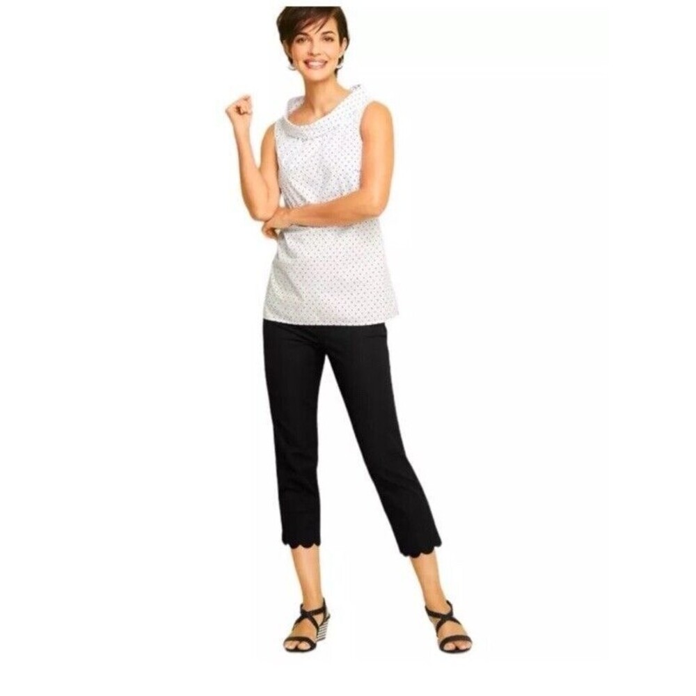 Talbots Chatham Crop Pants Black 10 Cotton Rayon Side Zip